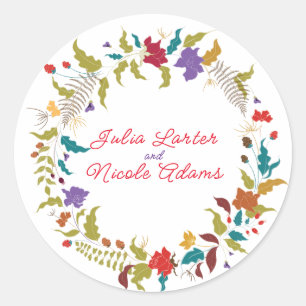 Wild Rose Woods Exotic Flower Garden Wedding Classic Round Sticker