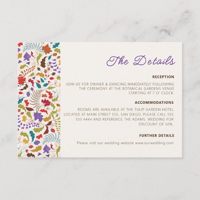 Wild Rose Woods Exotic Flower Garden Wedding Enclosure Card (Front)