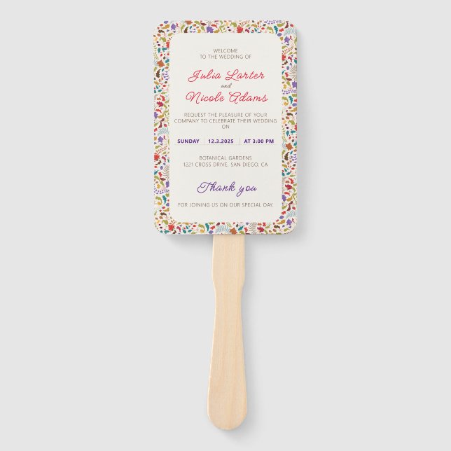 Wild Rose Woods Exotic Flower Garden Wedding Hand Fan (Front)