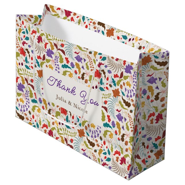 Wild Rose Woods Exotic Flower Garden Wedding Large Gift Bag (Front Angled)