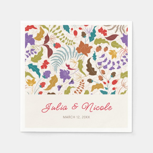 Wild Rose Woods Exotic Flower Garden Wedding Napkin (Front)