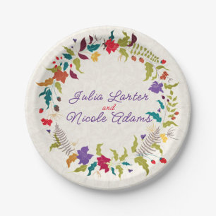 Wild Rose Woods Exotic Flower Garden Wedding Paper Plate