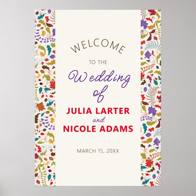 Wild Rose Woods Exotic Flower Garden Wedding Poster (Front)