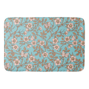 Wild roses and butterflies /pink/brown/pool bath mat