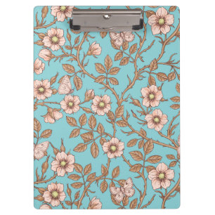 Wild roses and butterflies /pink/brown/pool clipboard