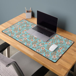 Wild roses and butterflies /pink/brown/pool desk mat