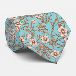 Wild roses and butterflies /pink/brown/pool tie