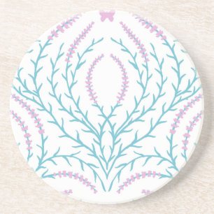 Wild roses and butterflies /pink/pale green/yellow coaster