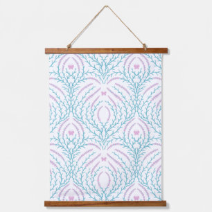 Wild roses and butterflies /pink/pale green/yellow hanging tapestry