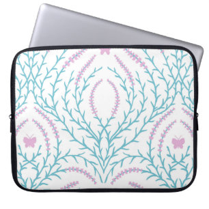 Wild roses and butterflies /pink/pale green/yellow laptop sleeve