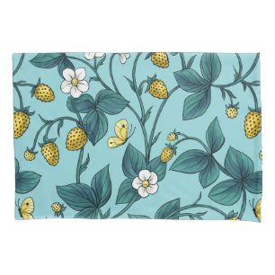 Wild roses and butterflies /pink/pale green/yellow pillowcase