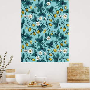 Wild roses and butterflies /pink/pale green/yellow poster