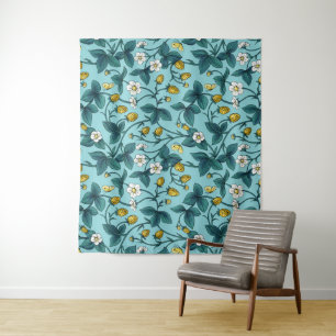 Wild roses and butterflies /pink/pale green/yellow tapestry