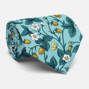 Wild roses and butterflies /pink/pale green/yellow tie