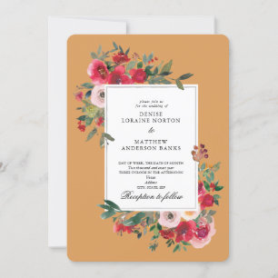 Wild Roses and Gold Nugget Colour Invitation