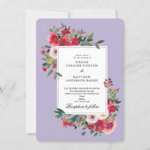 Wild Roses and Pastel Lilac Colour Invitation