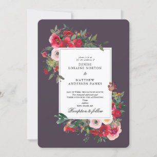 Wild Roses and Plum Perfect Colour Invitation