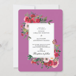 Wild Roses and Rosebud Pink Colour Invitation