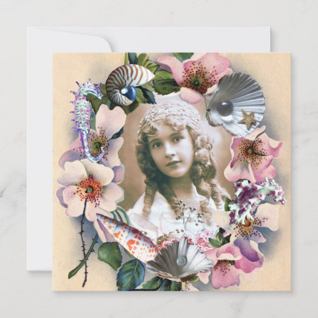 WILD ROSES AND SEA SHELLS SWEET 16 PHOTO TEMPLATE (Front)