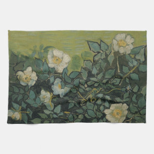 Wild Roses by Vincent van Gogh Tea Towel