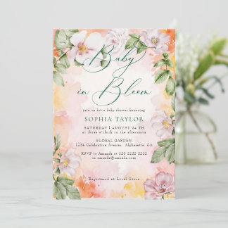 Wild Roses Elegant Baby in Bloom Baby Shower Invitation