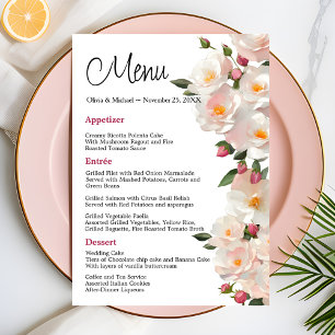Wild roses Elegant Dog rose Wedding Menu