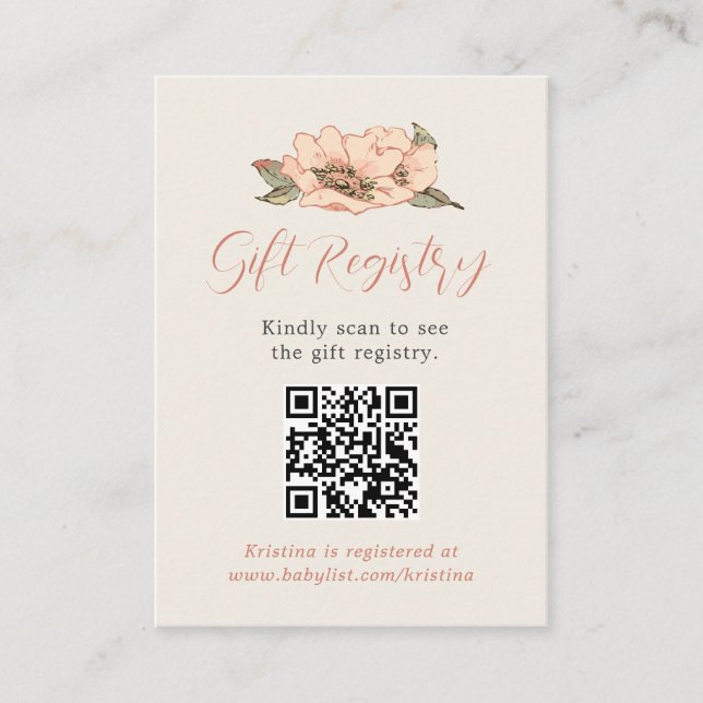 Wild Roses Elegant Gift Registry Baby Shower  Enclosure Card (Front)