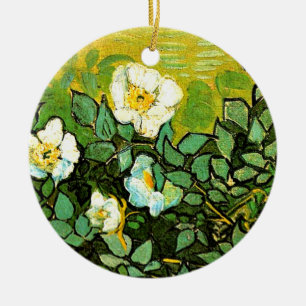 Wild Roses, famous painting by Van Gogh, Ceramic Tree Decoration