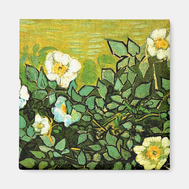 Wild Roses, famous painting by Van Gogh Magnet (Front)