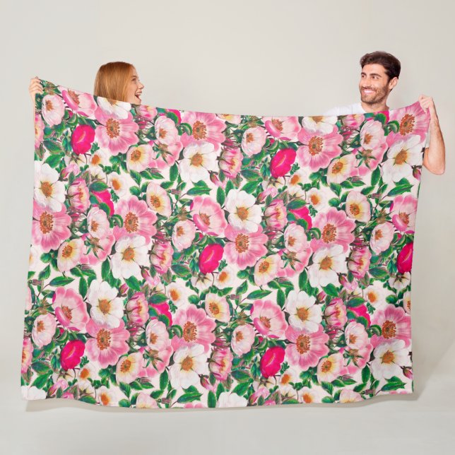 Wild Roses Fleece Blanket (In Situ)