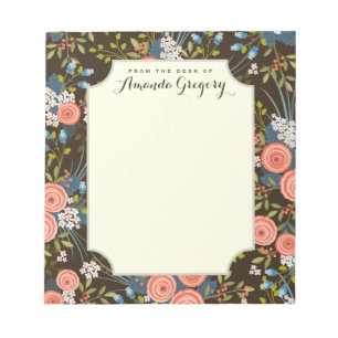 Wild Roses Floral Garden Personalised Notepad