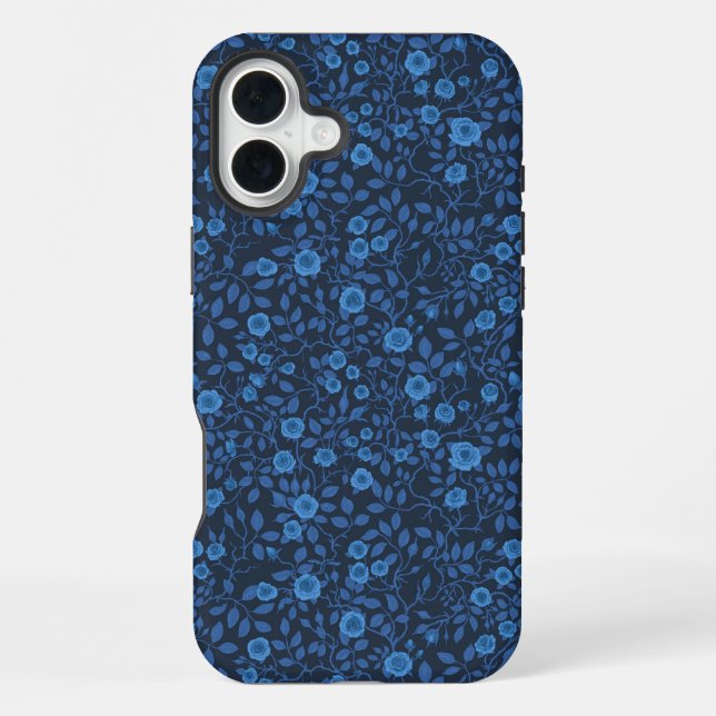 Wild roses in blue iPhone case (Back)