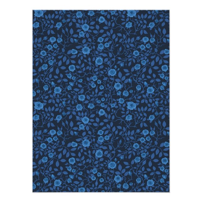 Wild roses in blue poster (Front)