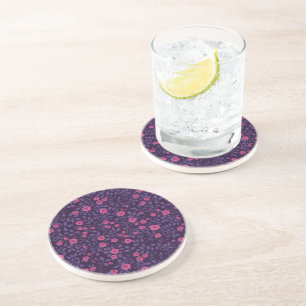 Wild roses in pink and purple coaster
