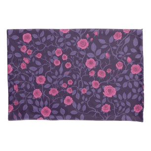 Wild roses in pink and purple pillowcase
