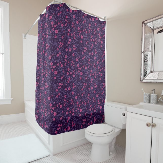 Wild roses in pink and purple shower curtain (In Situ)