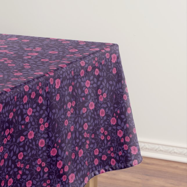 Wild roses in pink and purple tablecloth (In Situ)