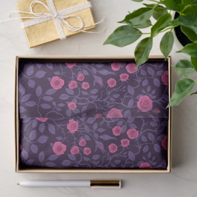 Wild roses in pink and purple tissue paper (Gift)