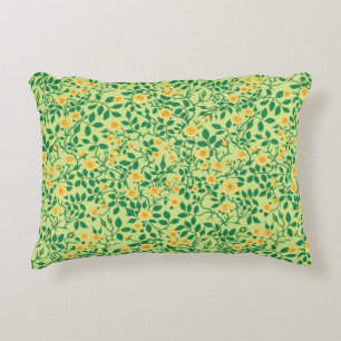 Wild roses in yellow and green decorative cushion