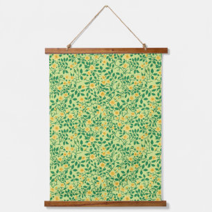 Wild roses in yellow and green hanging tapestry