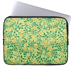 Wild roses in yellow and green laptop sleeve