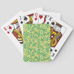 Wild roses in yellow and green playing cards