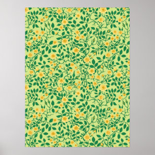 Wild roses in yellow and green poster