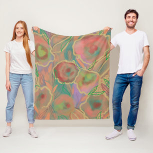 Wild Roses Multicolored Fleece Blanket