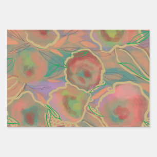 Wild Roses Multicolored   Wrapping Paper Sheet