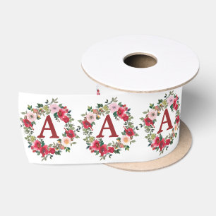 Wild Roses on White Background Satin Ribbon