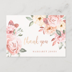 Wild Roses Personalised Thank You Note Card
