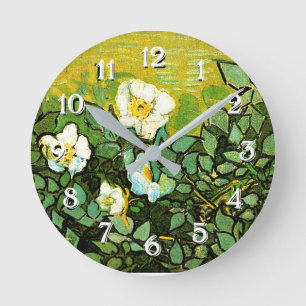 Wild Roses, popular painting by Vincent van Gogh Round Clock