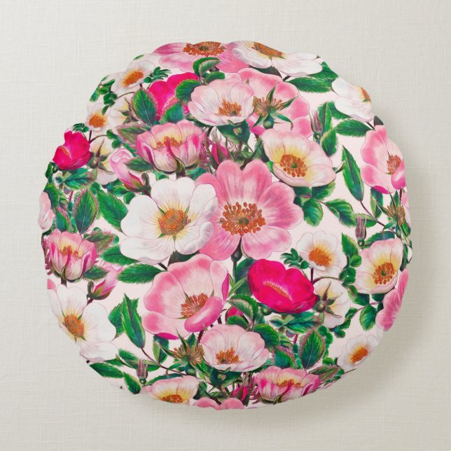 Wild Roses Round Cushion (Front)