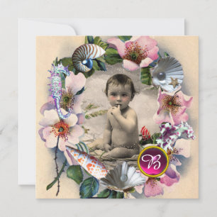 WILD ROSES ,SEA SHELLS BABY SHOWER PHOTO TEMPLATE